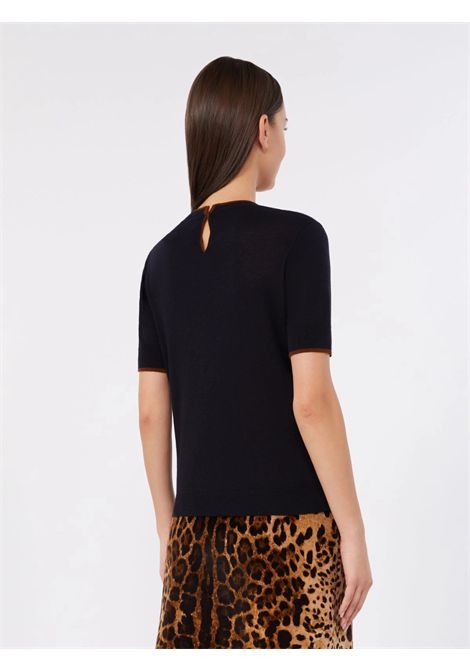 Max Mara Studio Women's MSTAGENDA Navy Blue Silk and Wool Short-Sleeve Knit Max Mara Studio |  | 2626366081600014